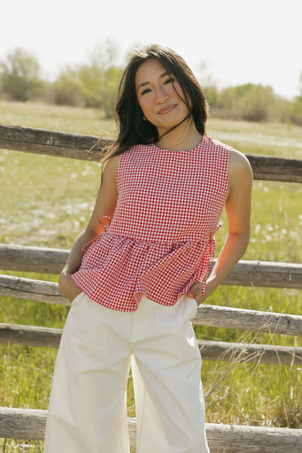 Jamie Top-Red Gingham