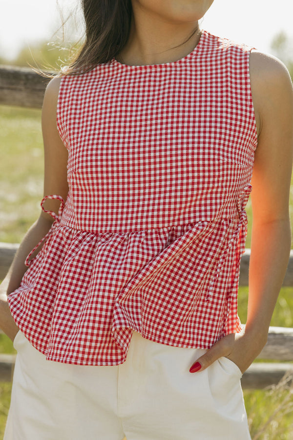 Jamie Top-Red Gingham