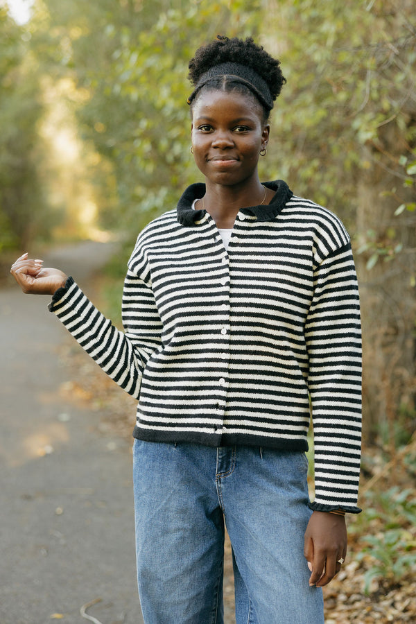 Stevie Cardigan-Black/Ivory