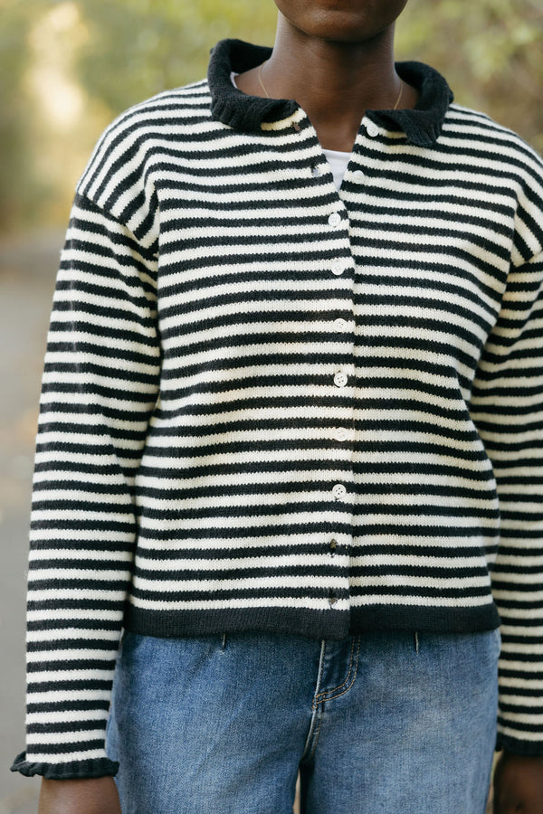 Stevie Cardigan-Black/Ivory