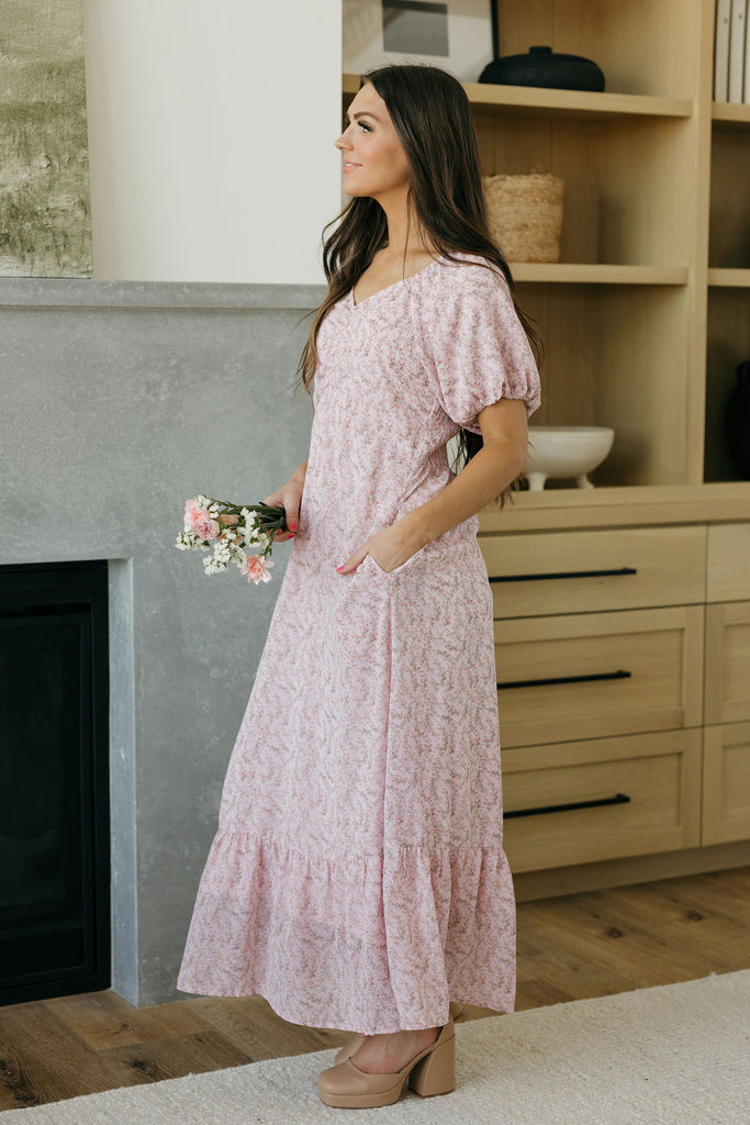 fitted lace wedding dress Emmaline Dress-Pink Floral – Love Olive Co