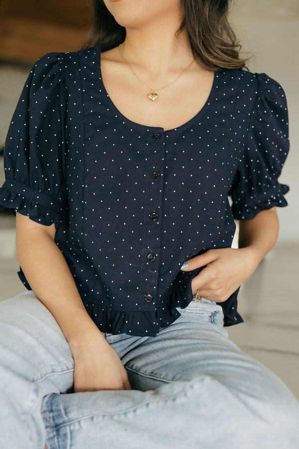 Gabriella Top-Navy Dot