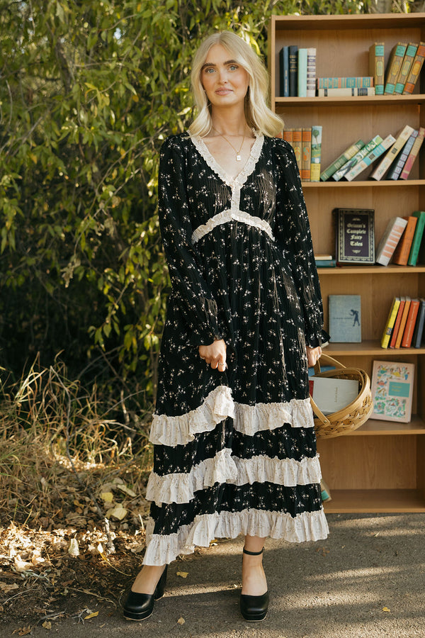 Janette Dress-Black Floral