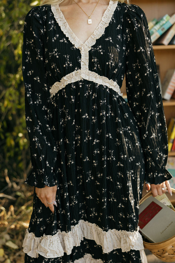 Janette Dress-Black Floral