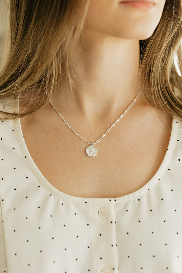 Dainty Rose Necklace-Silver
