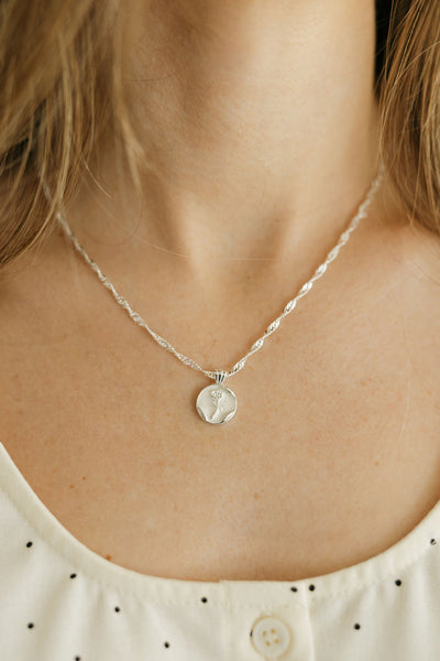 Dainty Rose Necklace-Silver