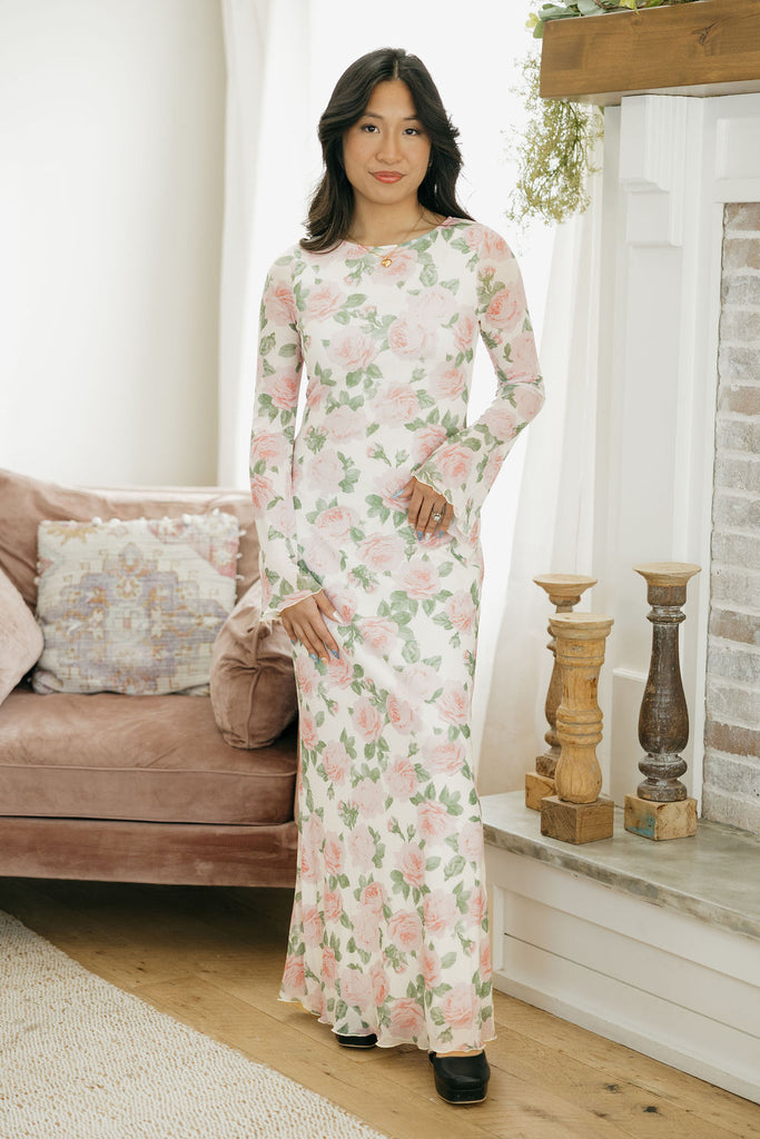 Sabrina Dress-Ivory/Pink