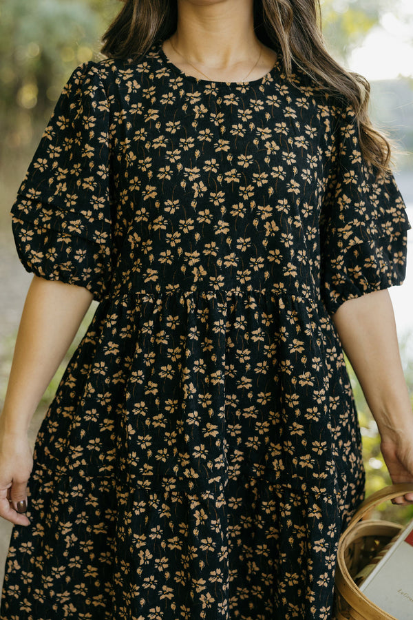 Gracie Dress-Black Floral