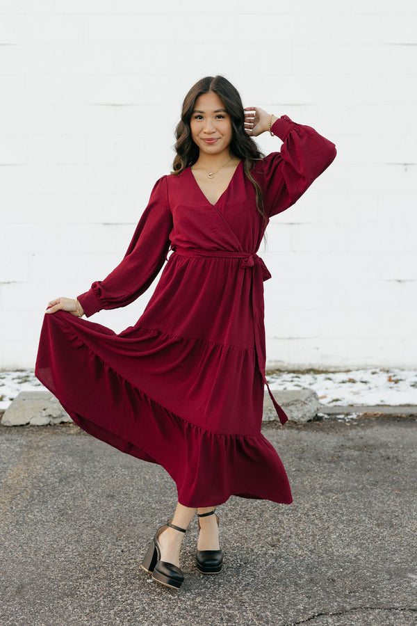 Harlen Dress-Burgundy