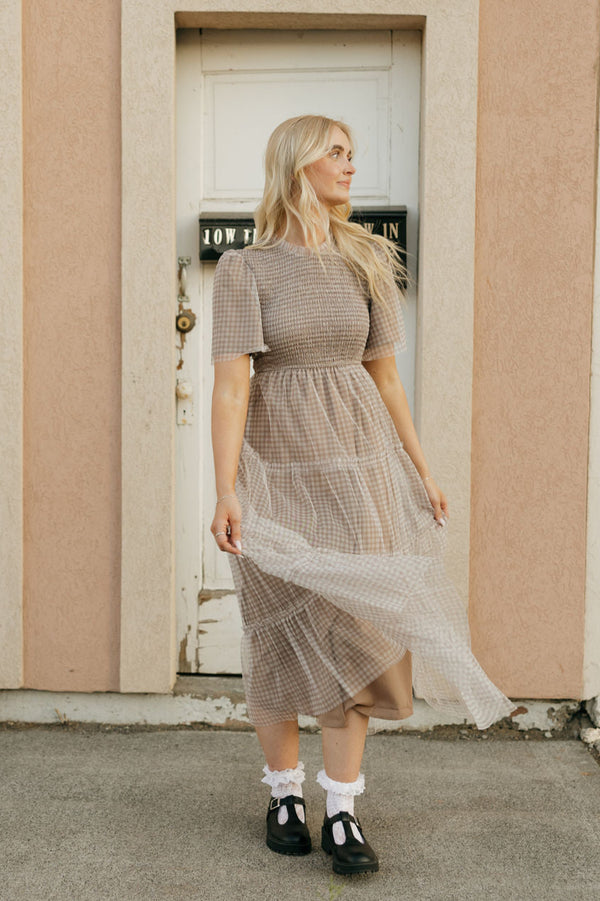 Loretta Dress-Taupe