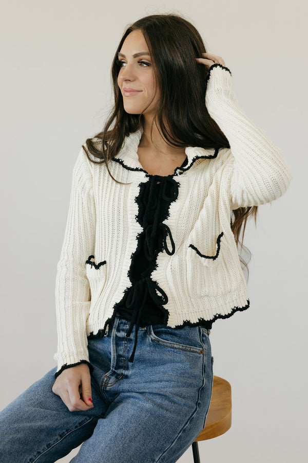Storie Cardigan-Cream/Black