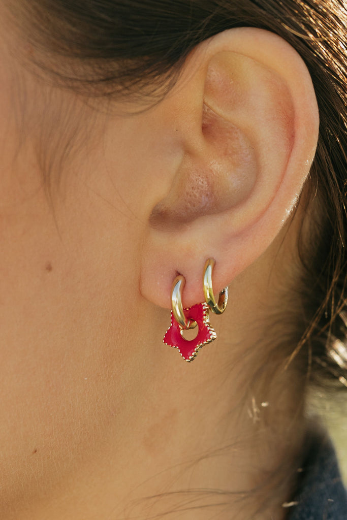 Stella Star Earrings-Gold/Red