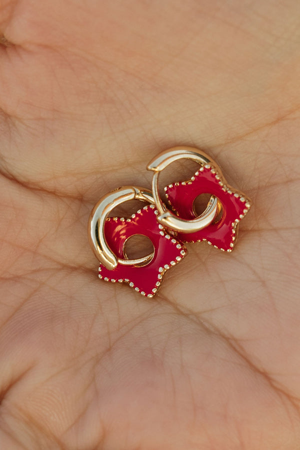 Stella Star Earrings-Gold/Red