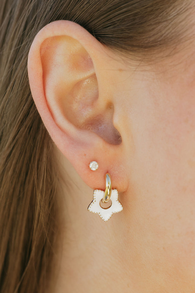 Stella Star Earrings-Gold/White
