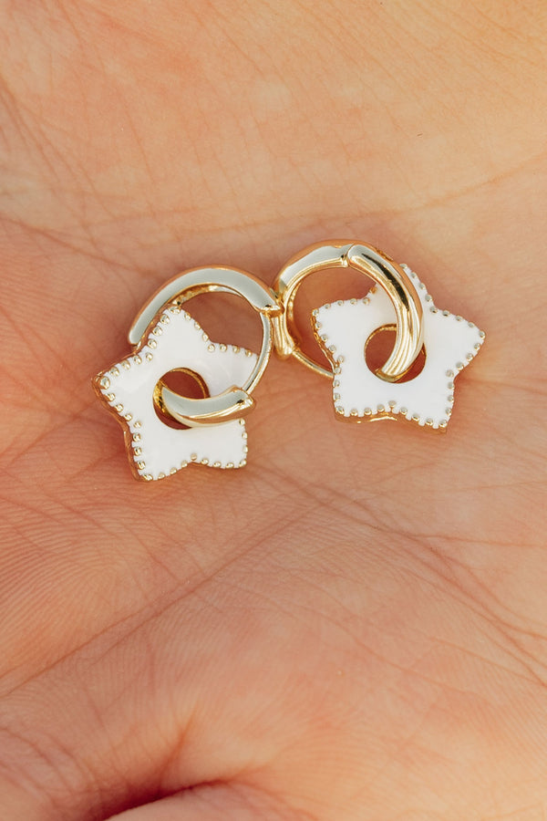 Stella Star Earrings-Gold/White