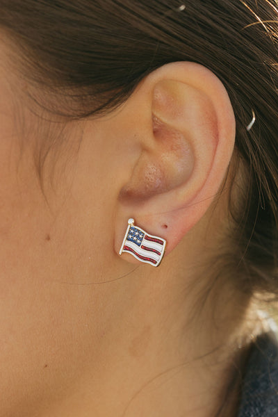American Flag Stud Earrings-Gold