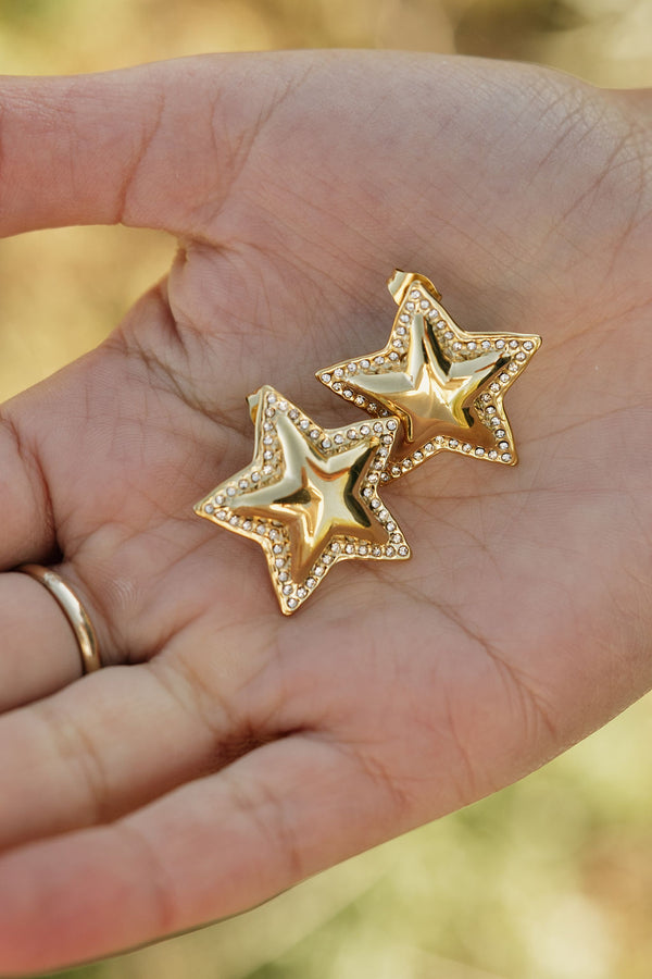 Lucky Star Stud Earrings-Gold
