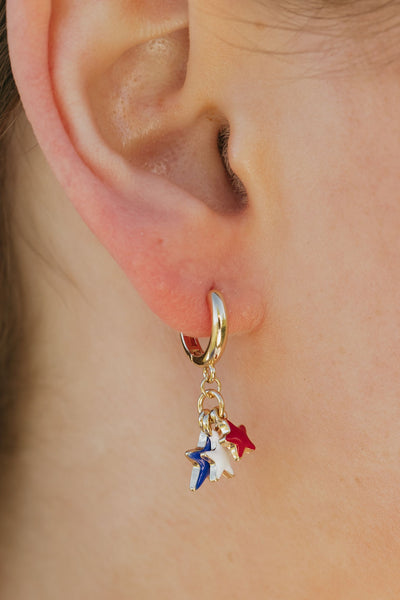 Americana Huggie Hoop Earrings-Gold