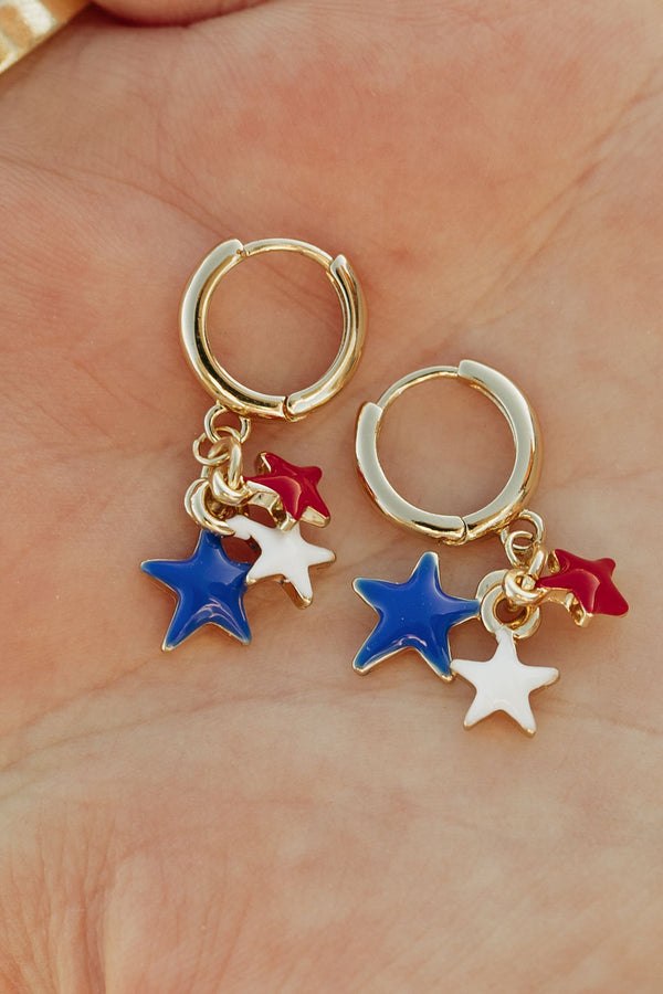 Americana Huggie Hoop Earrings-Gold