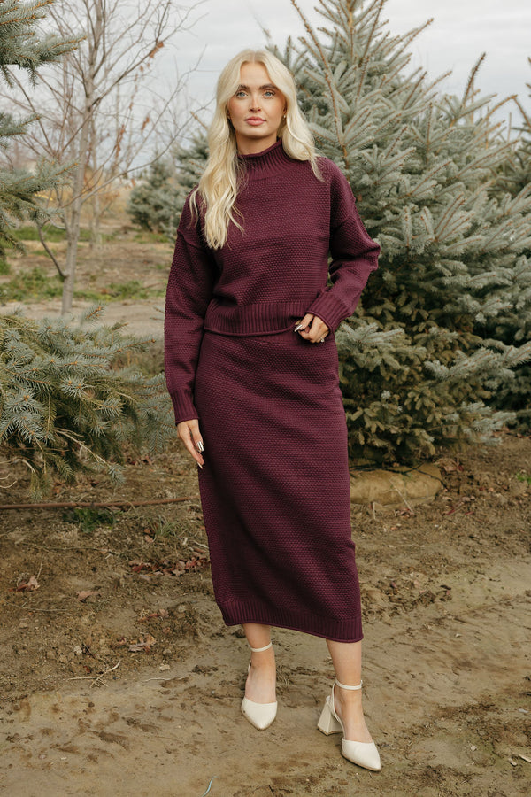 Kenny Sweater Skirt-Dark Cherry