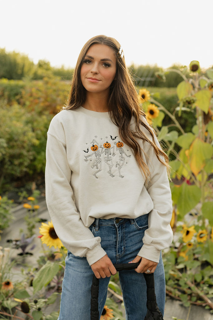 Dancing Skeletons Pullover-Taupe