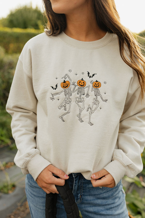 Dancing Skeletons Pullover-Taupe