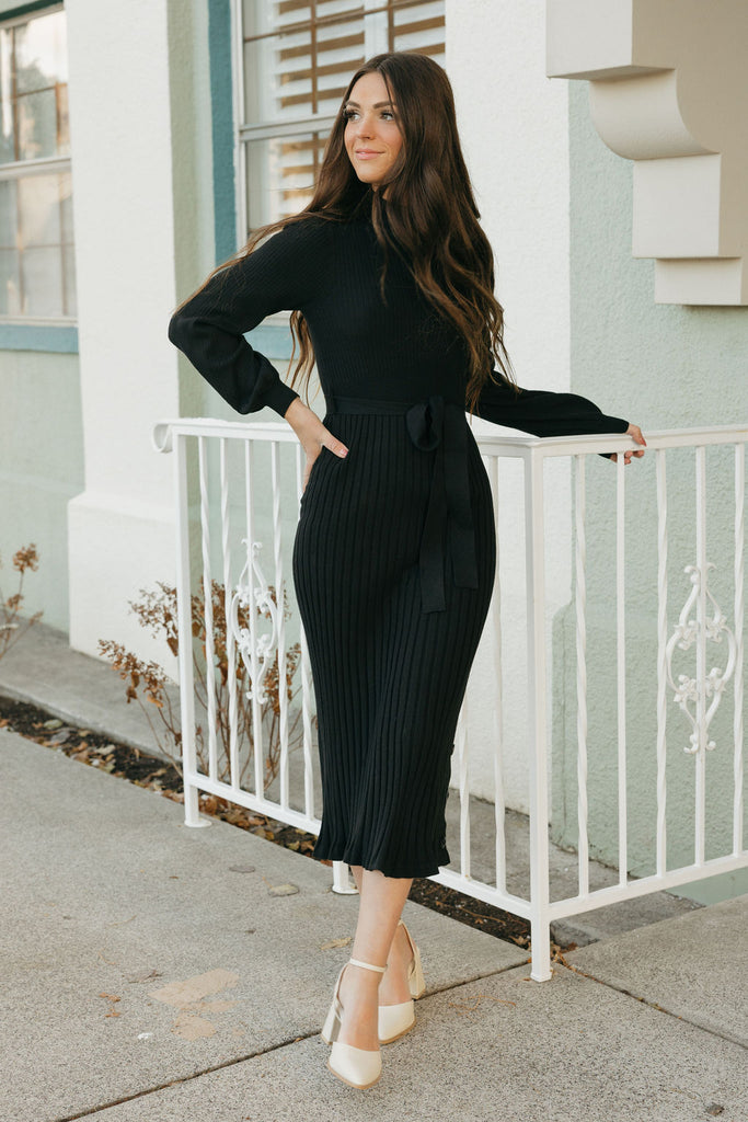 Elle Sweater Dress-Black