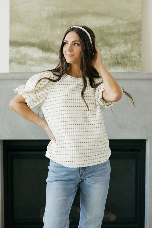 Aimee Top-Ivory/Taupe