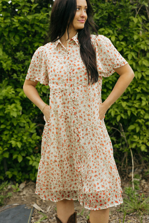 Camille Dress-Cream Floral