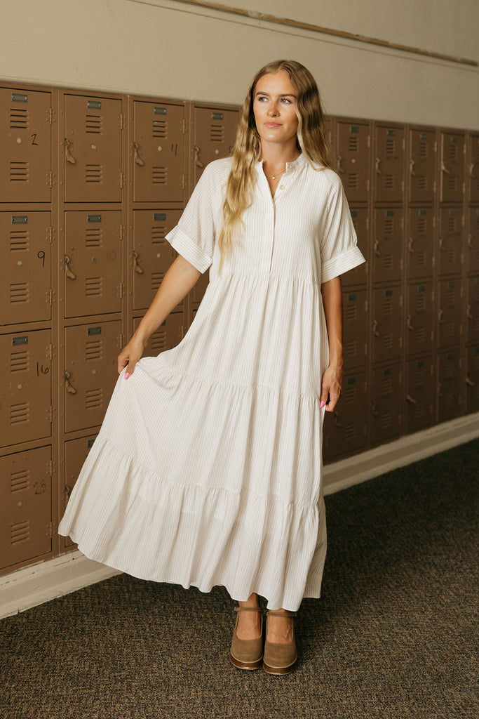 Liberty Dress-Ivory/Grey