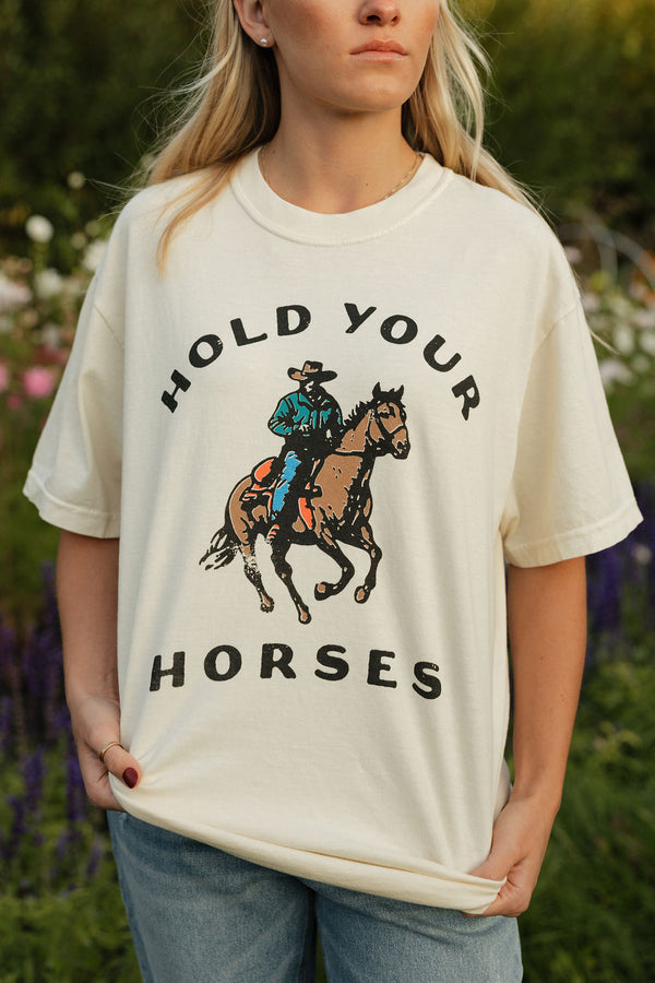 Hold Your Horses Tee-Ivory