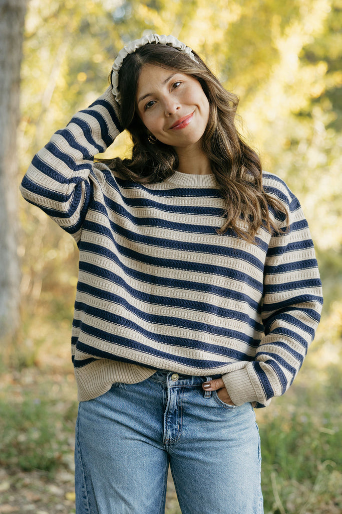 Kaysville Sweater-Oat/Navy