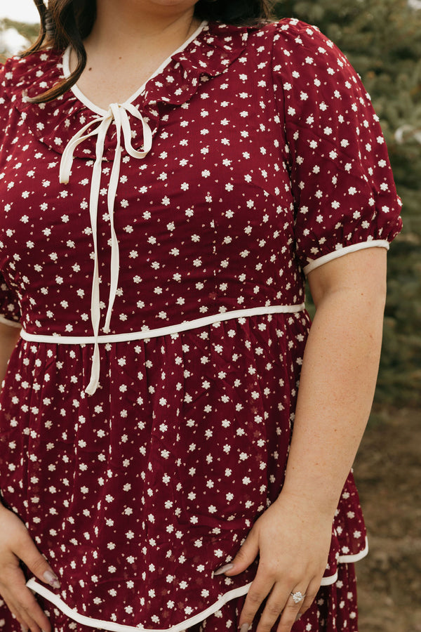 Amanda Dress-Burgundy Floral