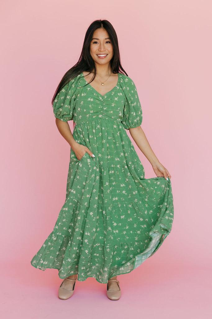 Eliza Dress-Green Floral – Love Olive Co