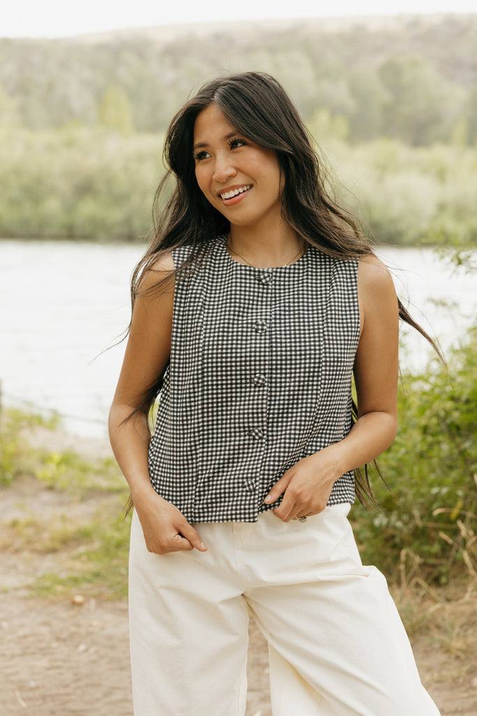Devri Top-Black Gingham