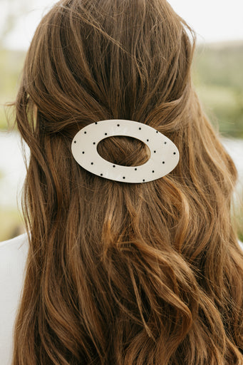 Lay Flat Claw Clip-Cream Polka Dot