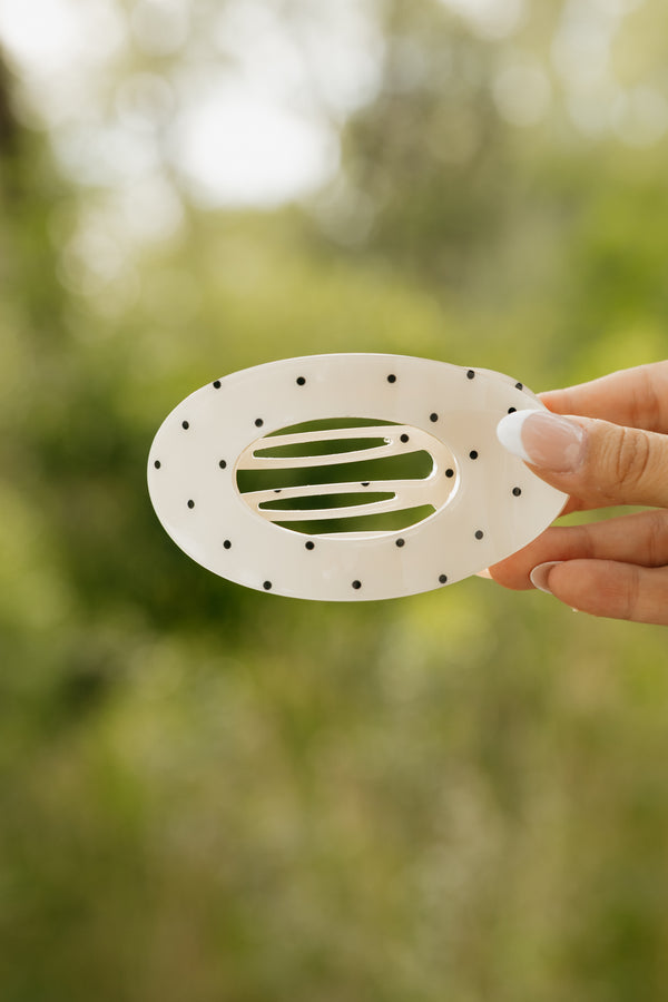 Lay Flat Claw Clip-Cream Polka Dot