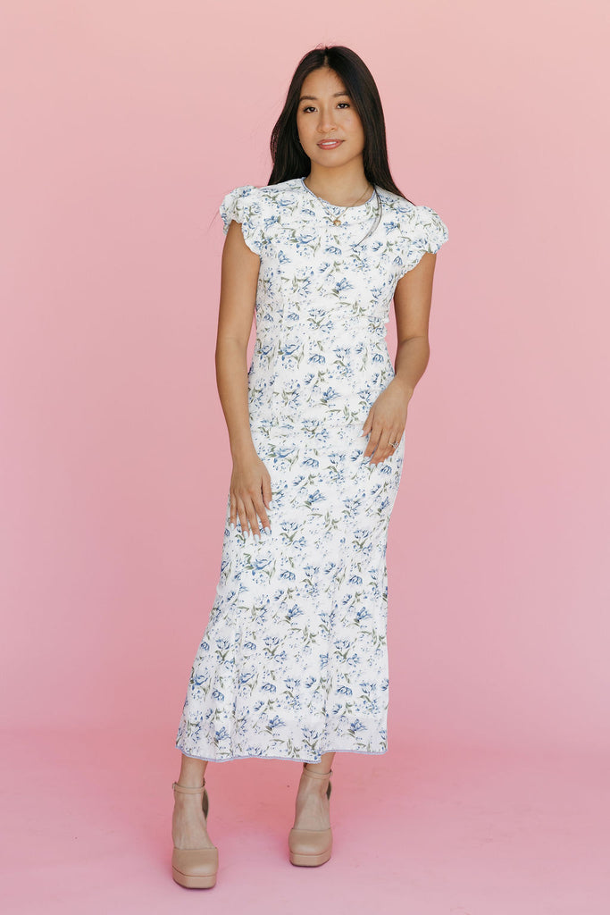 Vanessa Dress-Ivory/Blue