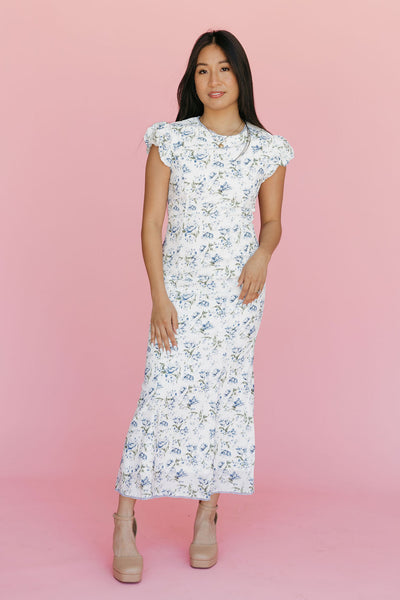 Vanessa Dress-Ivory/Blue