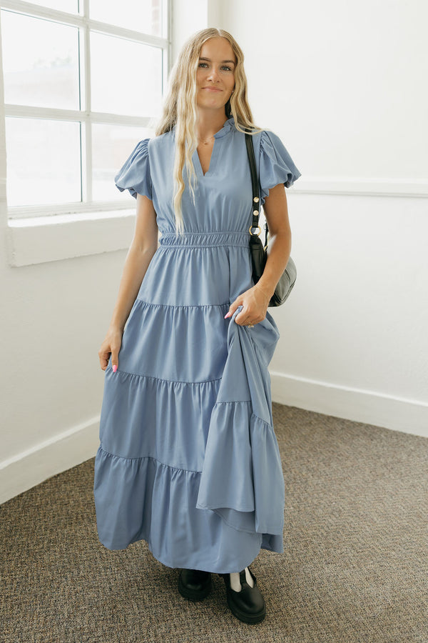 Harbor Dress-Dusty Blue