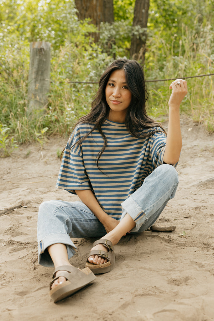 Angie Top-Teal/Tan