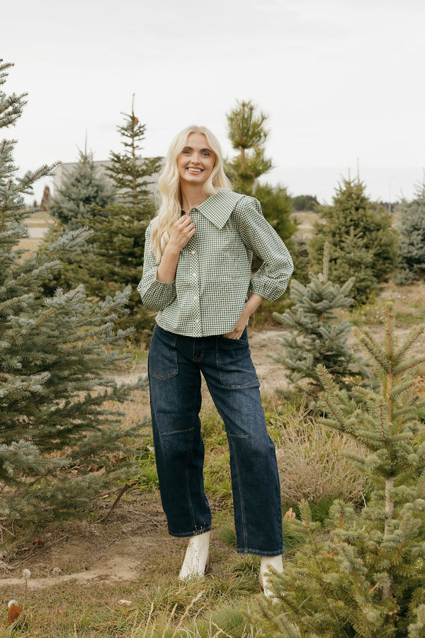 Anne Top-Green/Cream