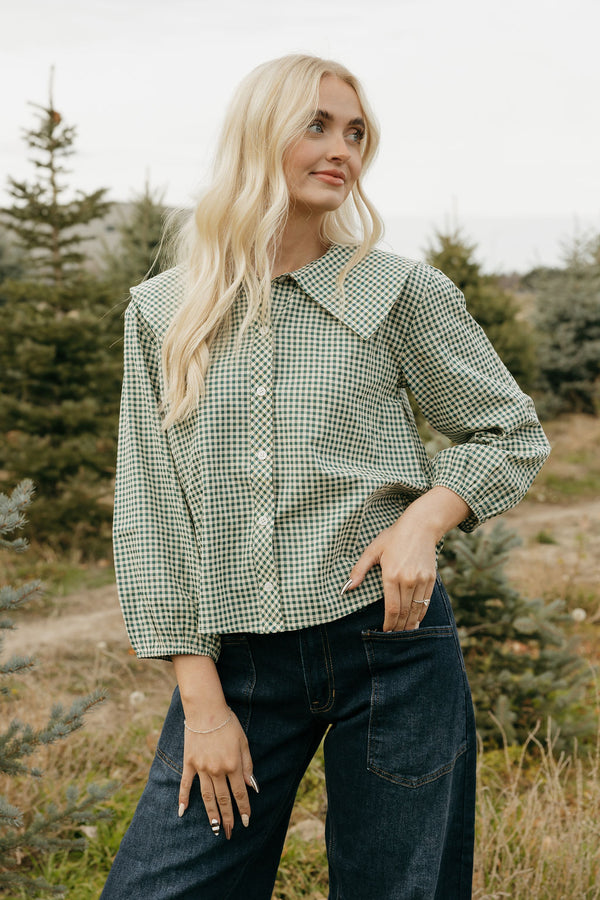 Anne Top-Green/Cream