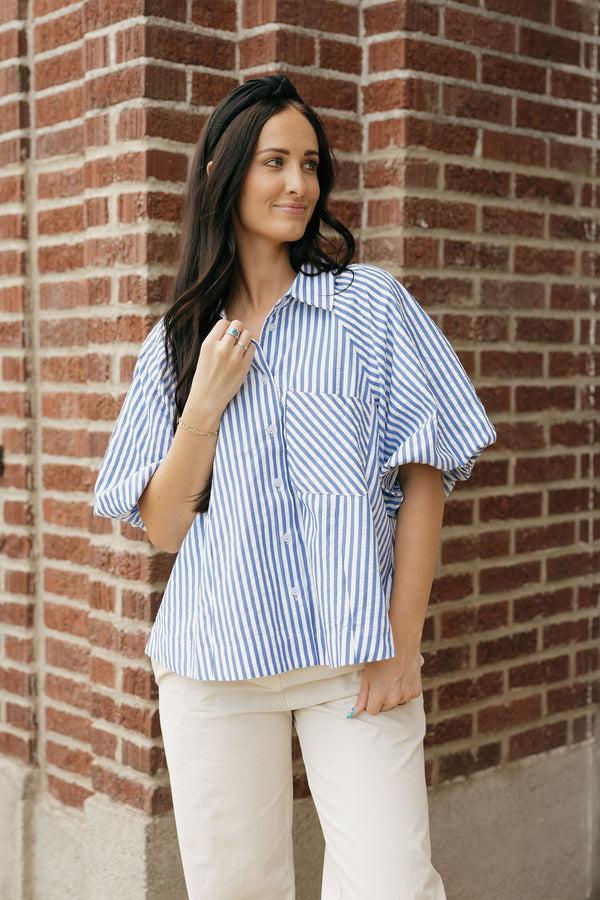 Jill Top-Blue Stripe