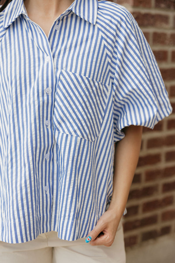 Jill Top-Blue Stripe