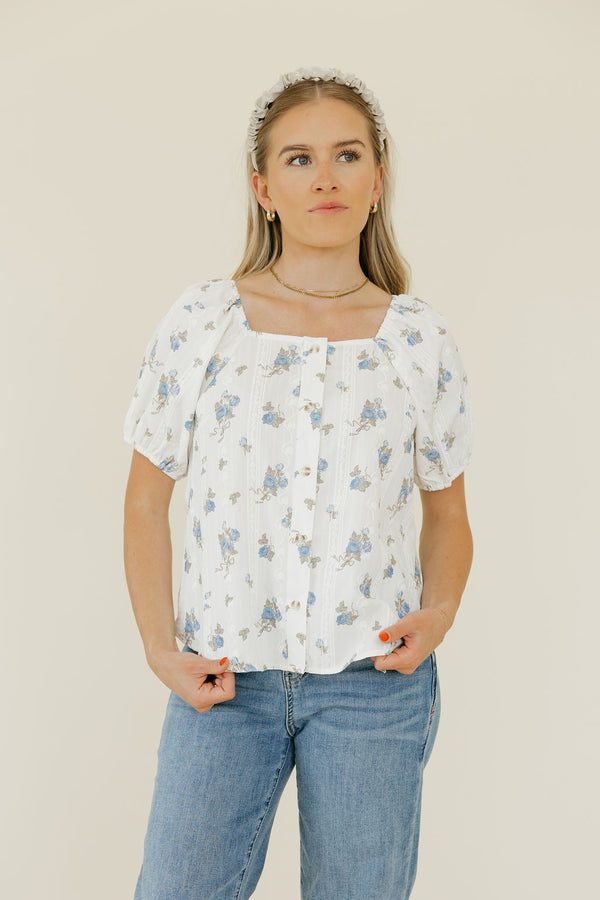 Tess Top-Ivory/Blue
