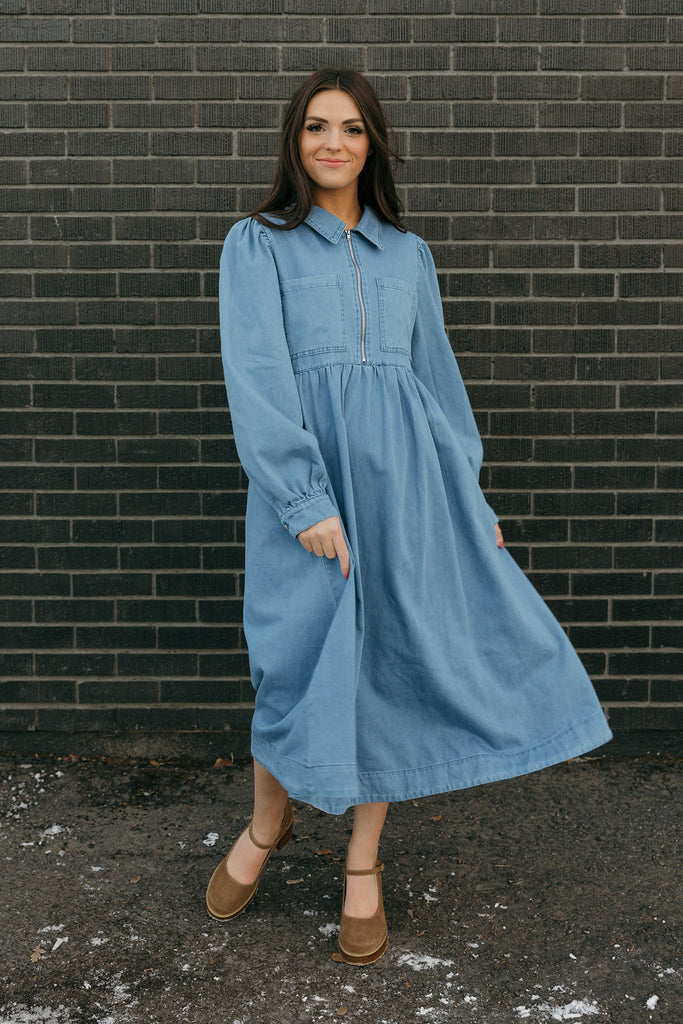 Adley Dress-Blue Denim