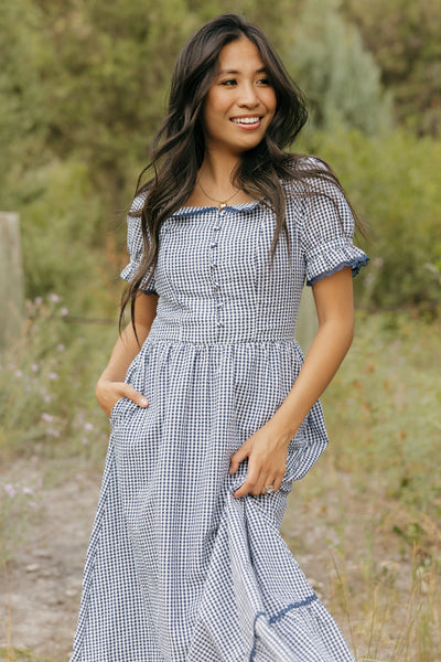 Winona Dress-Navy Gingham