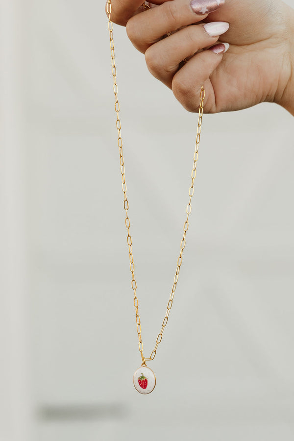 Sweet Strawberry Necklace-Gold