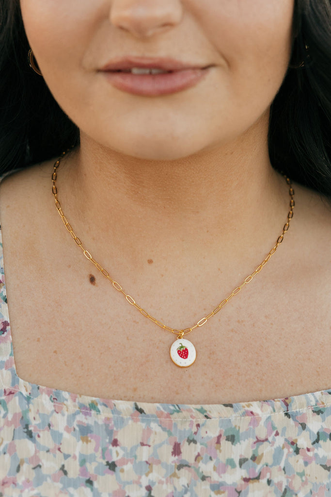 Sweet Strawberry Necklace-Gold